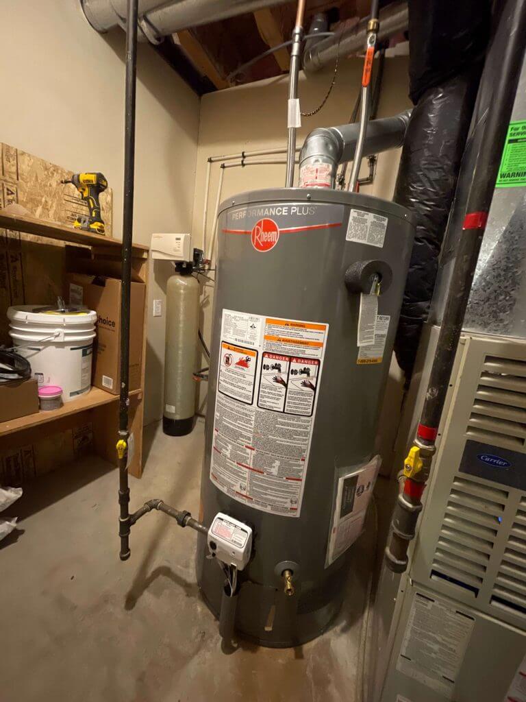 installation of rheem water tank at Calgary home