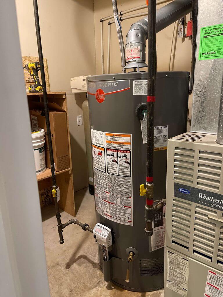 new rheem water tank installed